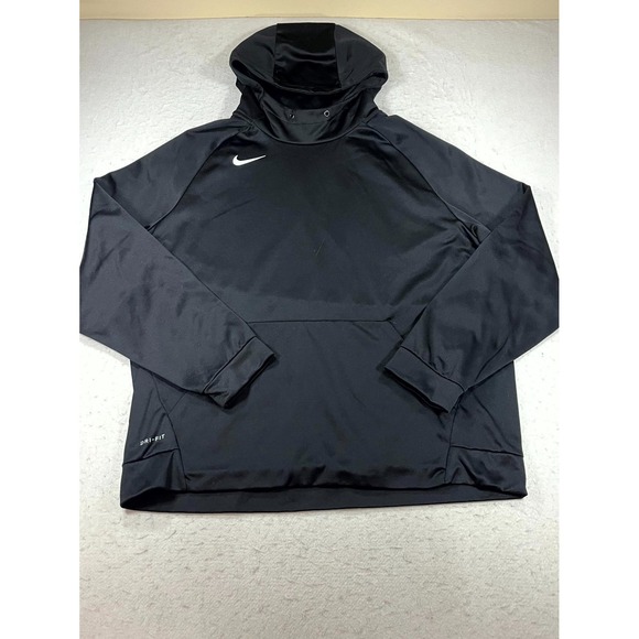 Nike Other - Nike Dri Fit Hoodie Mens 2XL Black Fleece Lined Raglan Sleeve Pullover Thermal